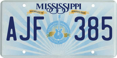 MS license plate AJF385