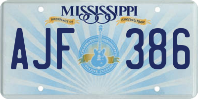 MS license plate AJF386