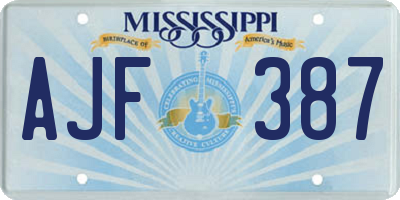 MS license plate AJF387