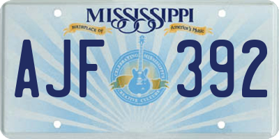 MS license plate AJF392