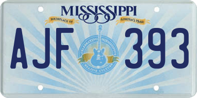MS license plate AJF393