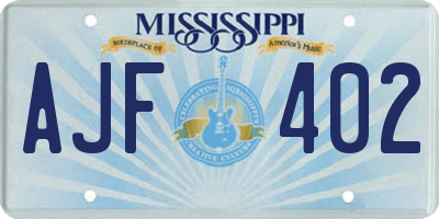 MS license plate AJF402