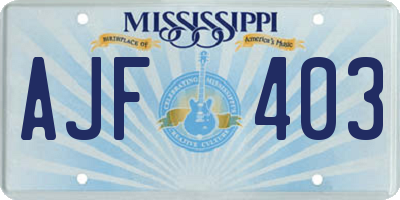 MS license plate AJF403