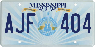 MS license plate AJF404