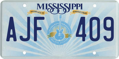 MS license plate AJF409