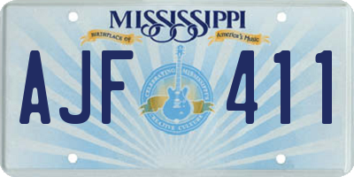 MS license plate AJF411