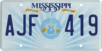 MS license plate AJF419