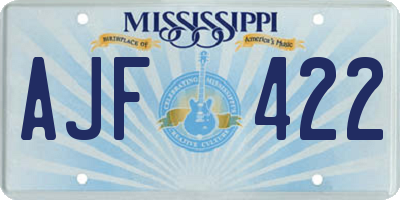MS license plate AJF422