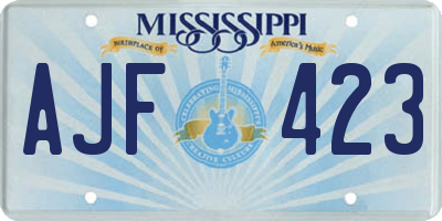 MS license plate AJF423