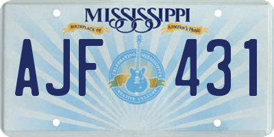 MS license plate AJF431