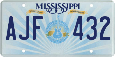 MS license plate AJF432