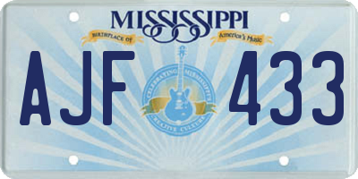 MS license plate AJF433
