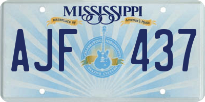 MS license plate AJF437
