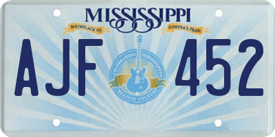 MS license plate AJF452