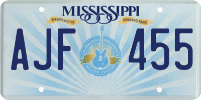 MS license plate AJF455