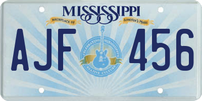 MS license plate AJF456