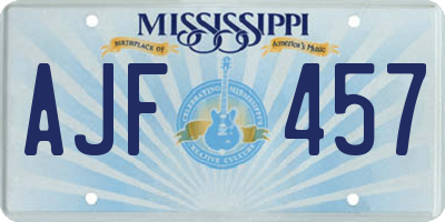 MS license plate AJF457