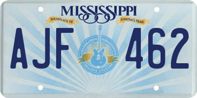 MS license plate AJF462