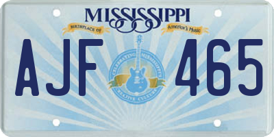 MS license plate AJF465