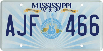 MS license plate AJF466