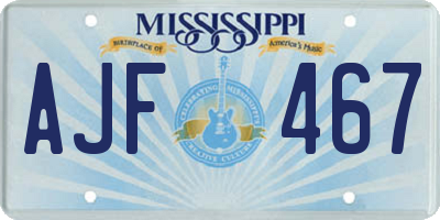 MS license plate AJF467