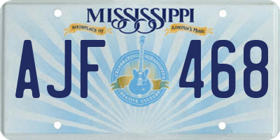 MS license plate AJF468