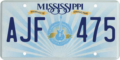 MS license plate AJF475