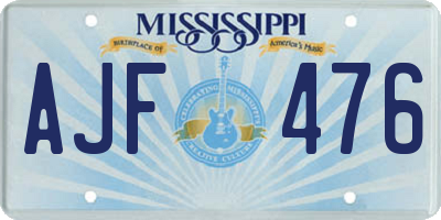MS license plate AJF476