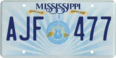MS license plate AJF477