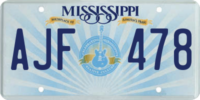 MS license plate AJF478