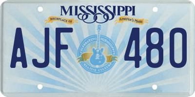 MS license plate AJF480