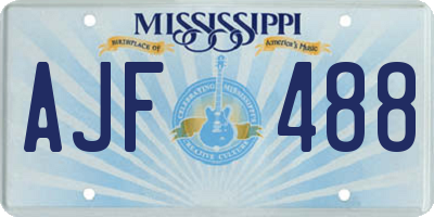 MS license plate AJF488