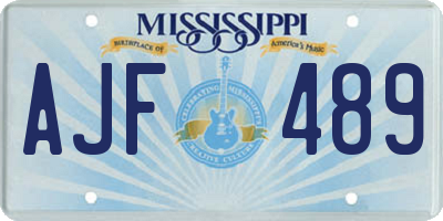 MS license plate AJF489