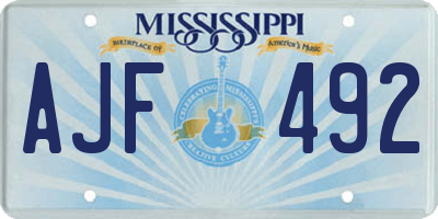 MS license plate AJF492