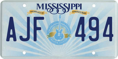 MS license plate AJF494
