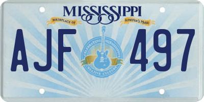 MS license plate AJF497