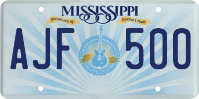 MS license plate AJF500