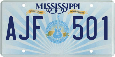 MS license plate AJF501