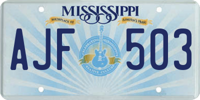 MS license plate AJF503
