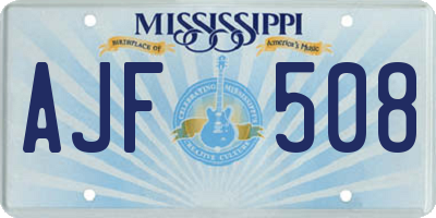 MS license plate AJF508