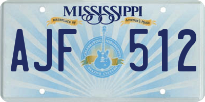 MS license plate AJF512
