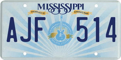 MS license plate AJF514