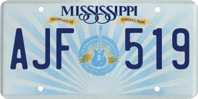 MS license plate AJF519