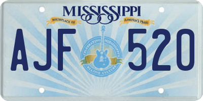 MS license plate AJF520