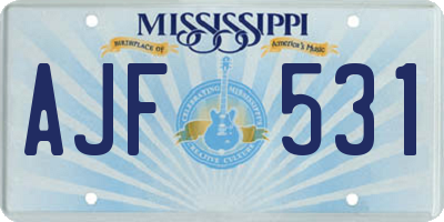 MS license plate AJF531
