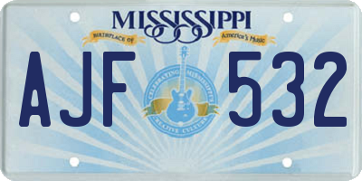 MS license plate AJF532