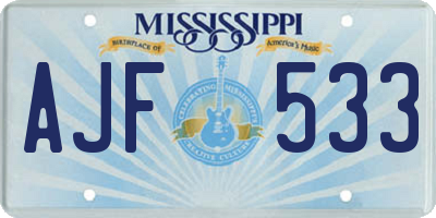 MS license plate AJF533