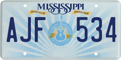 MS license plate AJF534