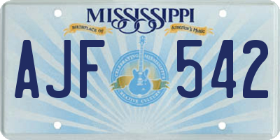 MS license plate AJF542