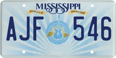 MS license plate AJF546